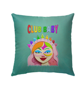 Pixie Dust Magic Outdoor Pillow on a garden chair